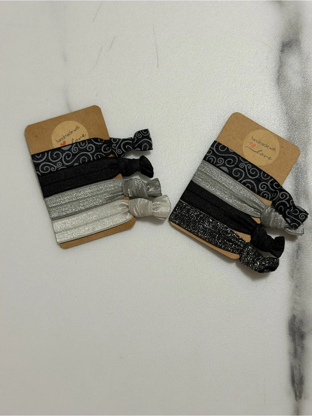JSCatalog Black and Silver Elastic Hair Tie Set - 5 Pack